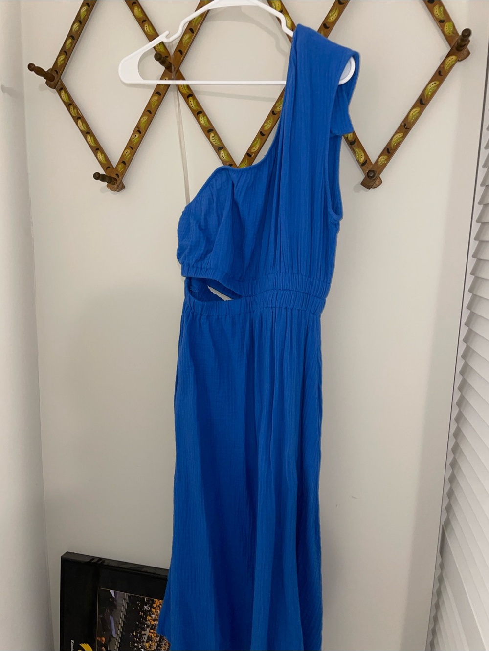 Lush One-Shoulder Cutout Maxi Dress in Bright Blue